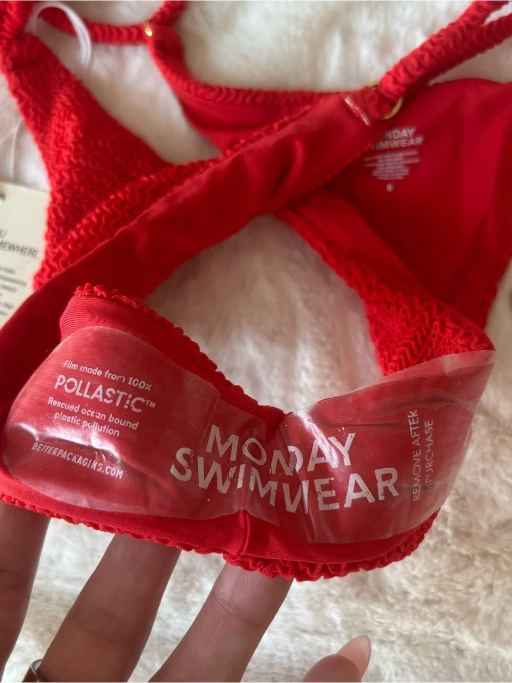 NWT Monday Swimwear Hanalei Bottom - Chili Pepper Crinkle
